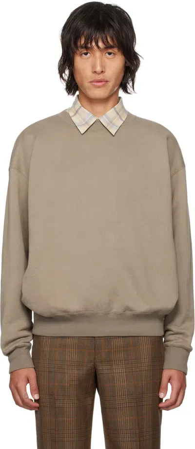 Auralee Brown Smooth Soft Sweatshirt In Olive Brown