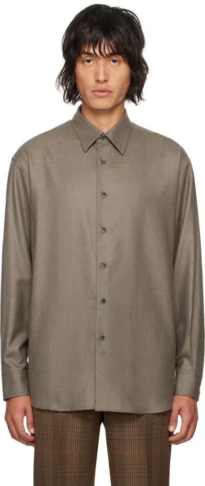 Auralee Brown Super Light Wool Shirt In Top Brown