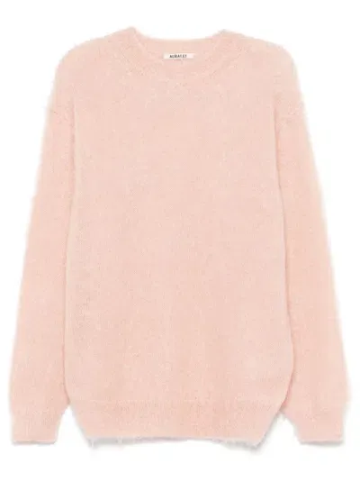 Auralee Brushed Super Kid Mohair Sweater In Pink