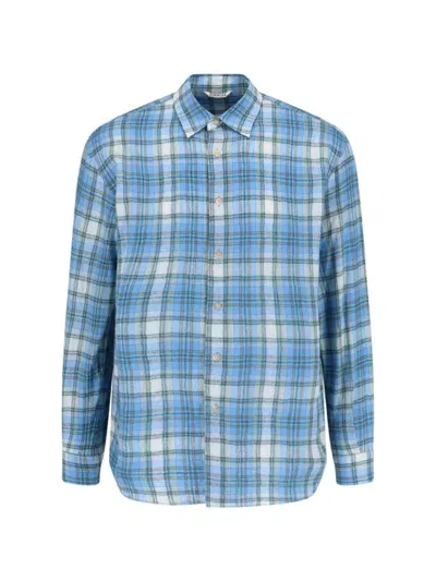 Auralee Check Shirt In 蓝色