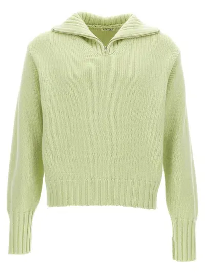 Auralee Half Zip Sweater In Green