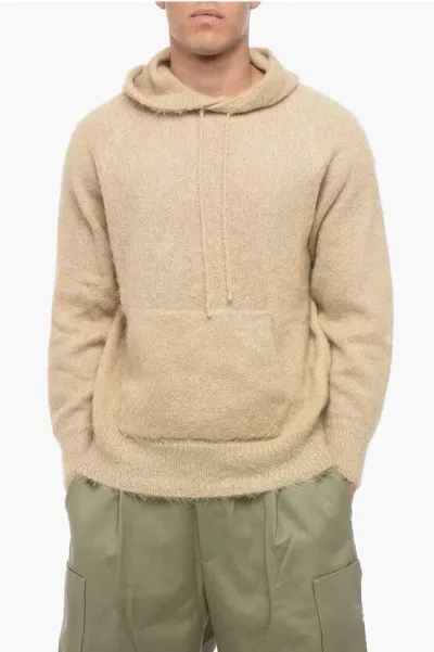 Auralee Mohair Blend Hooded Sweater In Neutral