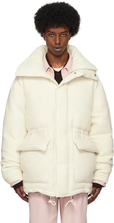 Auralee Off-white Brushed Alpaca Wool Down Jacket In Off White