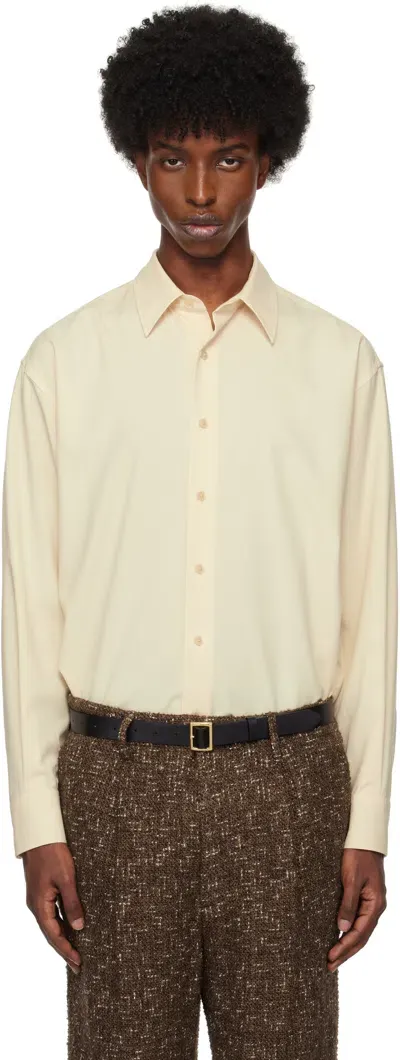 Auralee Off-white Super Fine Tropical Wool Shirt In Ivory Beige