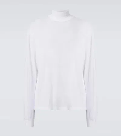 Auralee Seamless Cotton Jersey Turtleneck Sweater In White