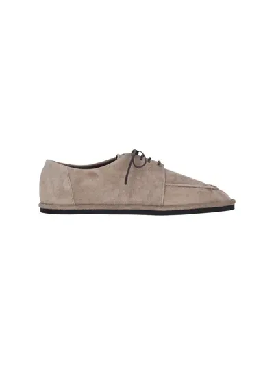 Auralee Suede Derby Shoes In Beige