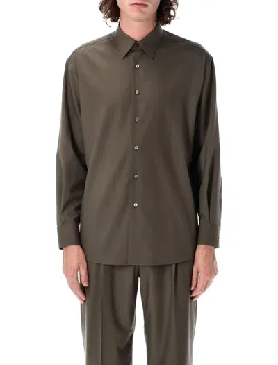 Auralee Super Fine Tropical Wool Shirt In Dark Khaki