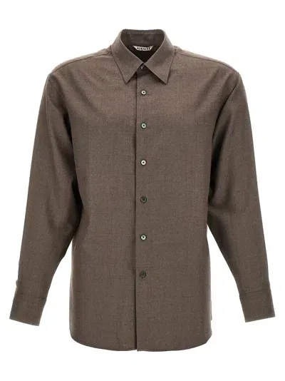 Auralee Super Fine Tropical Wool Shirt In Brown