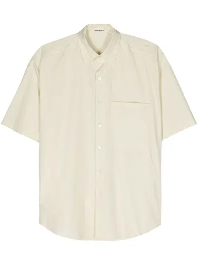 Auralee Short-sleeve Cotton Shirt In Yellow