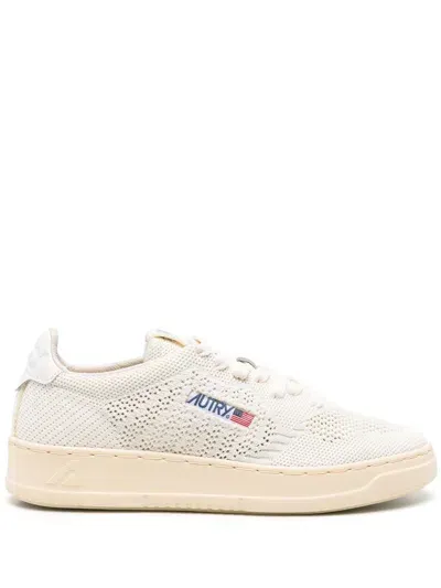 Autry Logo-patch Open-knit Sneakers In Kn08 Wht/ivory