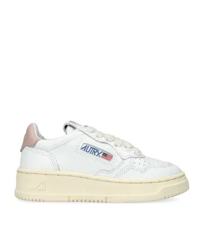 Autry Kids' Medalist Low - Leather Sneakers In White,purple