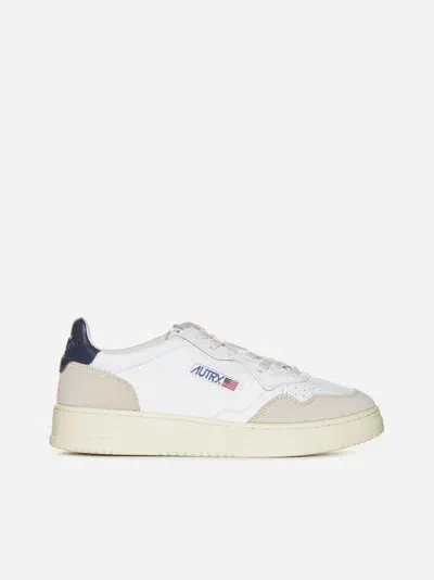 Autry Medalist Leather And Suede Sneakers In White,blue