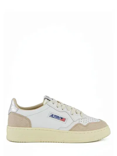 Autry Medalist Mixed Leather Low-top Sneakers In White