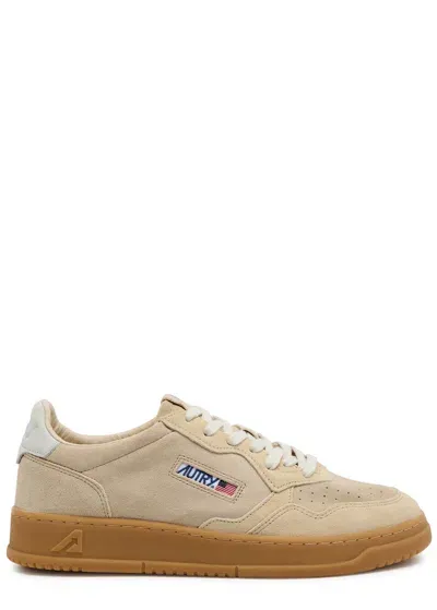 Autry Medalist Panelled Suede Sneakers In Beige