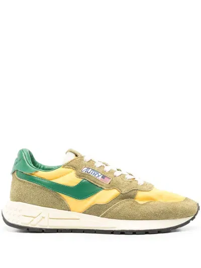 Autry Reelwind Panelled Sneakers In Yellow/green