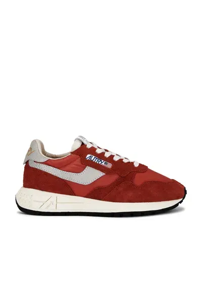 Autry Reelwind - Suede And Technical Textile Trainer In Red