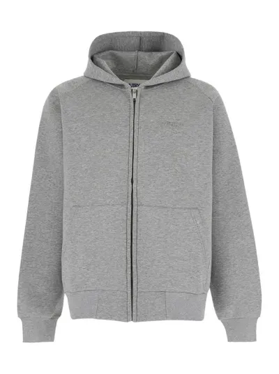 Autry Grey Hoodie With Tonal Embroidery In Cotton Blend Man