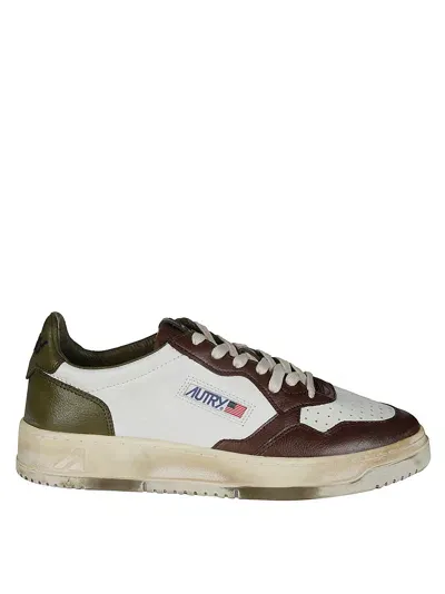 Autry Super Vintage Multicolor Low Top Sneakers With Logo Detail In Leather Man In White