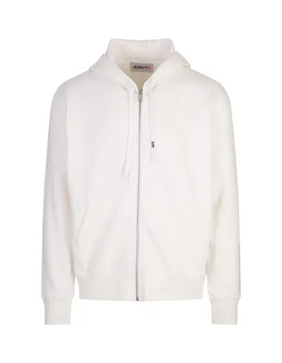 Autry White Cotton Zip-up Hoodie