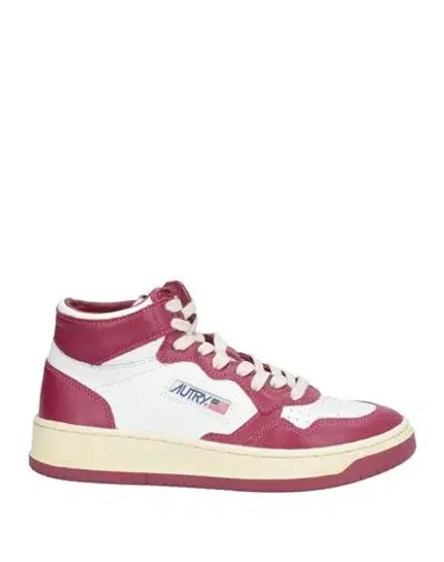 Autry Bicolor Medalist Mid Sneaker In White & Red