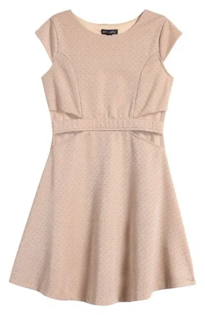 Ava & Yelly Kids' Mesh Insert Skater Dress In Cream