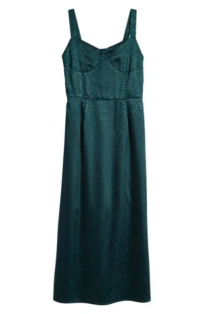 Ava & Yelly Kids' Satin Jacquard Maxi Party Dress In Hunter Green