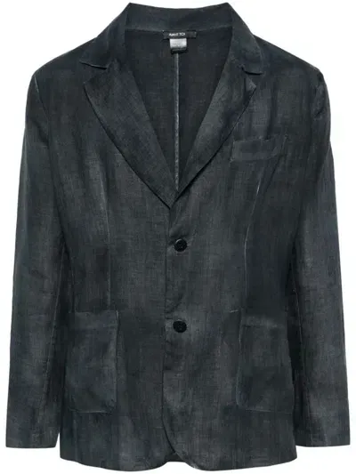 Avant Toi Slub-texture Hemp Blazer In Black