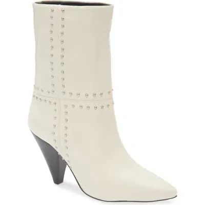 Avec Les Filles Ada Studded Pointed Toe Genuine Suede Bootie In Ivory