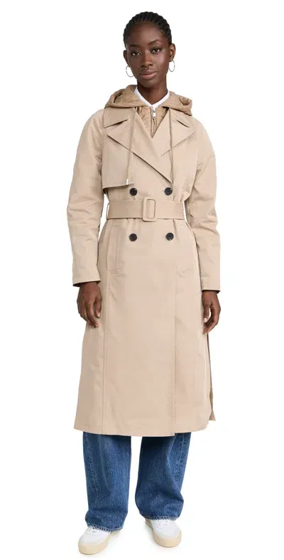 Avec Les Filles Belted Trench Coast Khaki