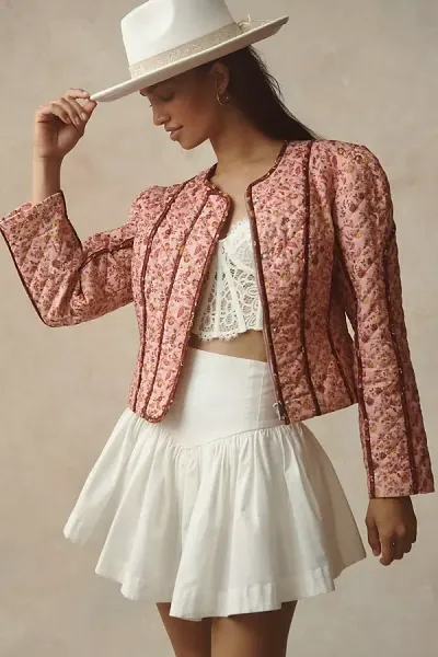 Avec Les Filles Floral Jacket In Pink