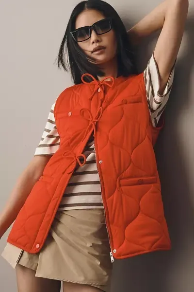 Avec Les Filles Quilted Vest In Red