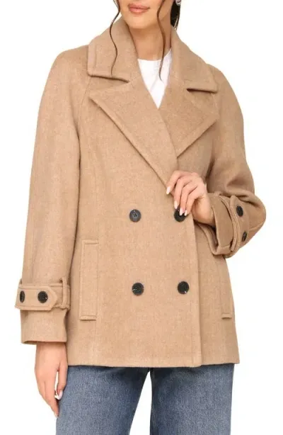 Avec Les Filles Relaxed Swing Peacoat In Camel