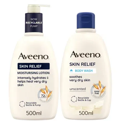 Aveeno Skin Relief Wash And Lotion Duo For Very Dry Skin 1l Mega Bundle In White