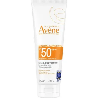 Avene Mineral Sunscreen Face &amp; Body Lotion Spf 50 In White