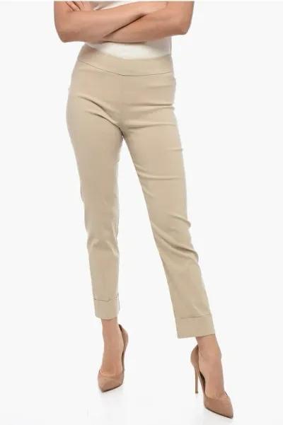 Avenue Montaigne Skinny Franco Pants With Turn-up Hems In Brown