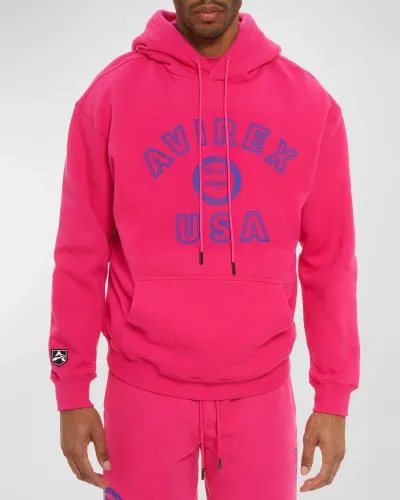 Avirex Men's French Terry Stadium Hoodie In Fuscia