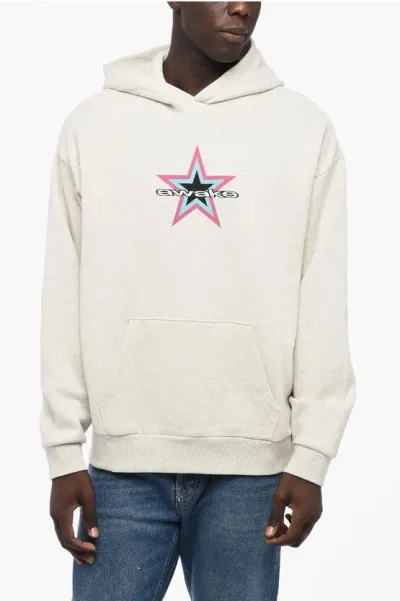 Awake New York Fleeced Cotton Hoodie With Printed Logo In Neutral