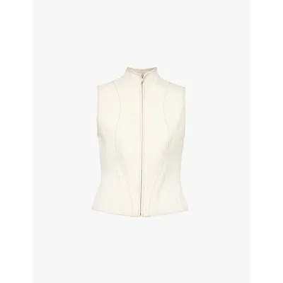 Aya Muse Womens Off White Sleeveless Panelled Cotton-denim Vest In Neutrals