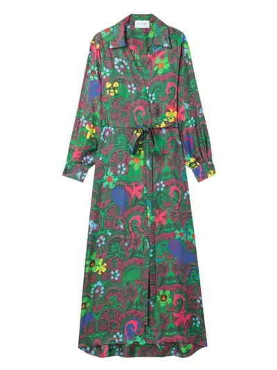 Az Factory Motly Paisley Wrapped Dress In Green