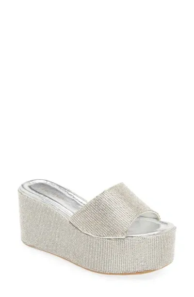 Azalea Wang Arrow Platform Wedge Slide Sandal In Silver