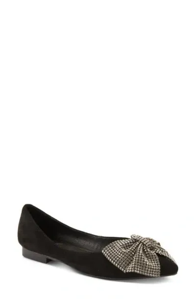 Azura By Spring Step Adularia Bow Flat In Black Suede