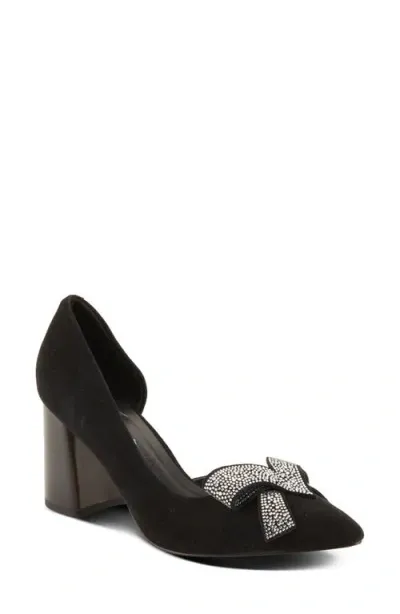 Azura By Spring Step Keala Half D'orsay Pointed Toe Pump In Black Suede