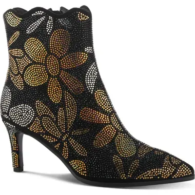 Azura By Spring Step Rapturous Floral Bootie In Black Multi