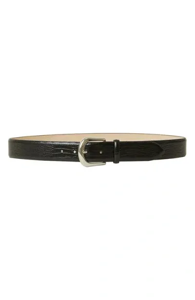 B-low The Belt Kennedy Croc Embossed Leather Belt In Black Silver