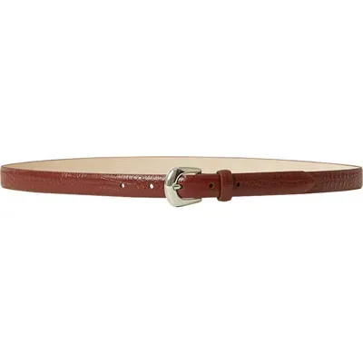 B-low The Belt Kennedy Mini Crocodile Print Leather Belt In Garnet Silver