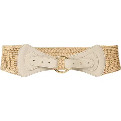 B-low The Belt Willa Leather & Straw Belt In Latte Gold