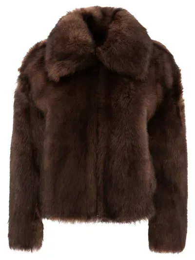 B&w Shearling Coat Coats In Brown