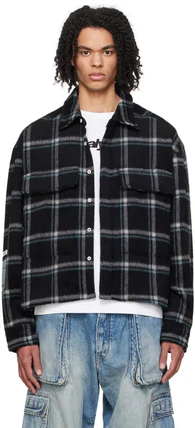 B1archive Black Pocket Shirt In Plaid Black