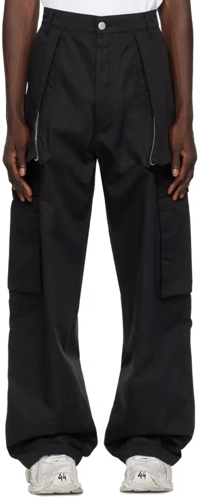 B1archive Black Wide Leg Cargo Pants In Pelago Black