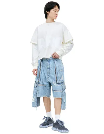 B1archive Cargo Denim Shorts In Blue